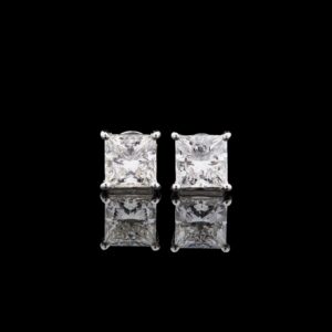 Regal Princess Cut Diamond Stud Earrings