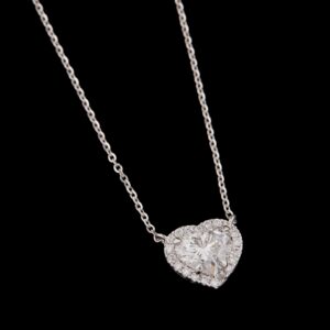 Heart and Round Diamond Pendant Set