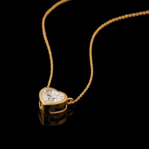 Heart Cut Solitaire Diamond Pendant Set