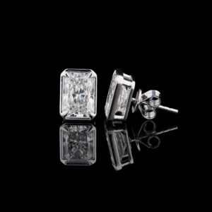 4.12 CT Radiant Diamond Stud Earrings