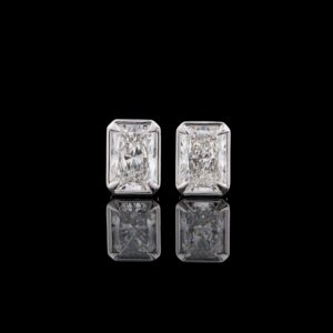 4.12 CT Radiant Diamond Stud Earrings